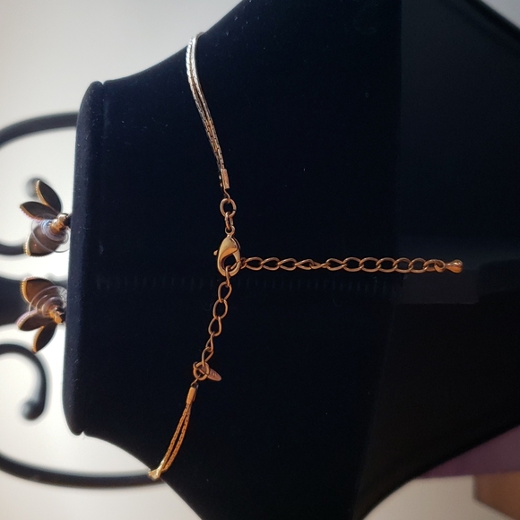 SOLD Pink and Gold Tone Fashion Statement Necklace with Earrings - Picture 4 of 4